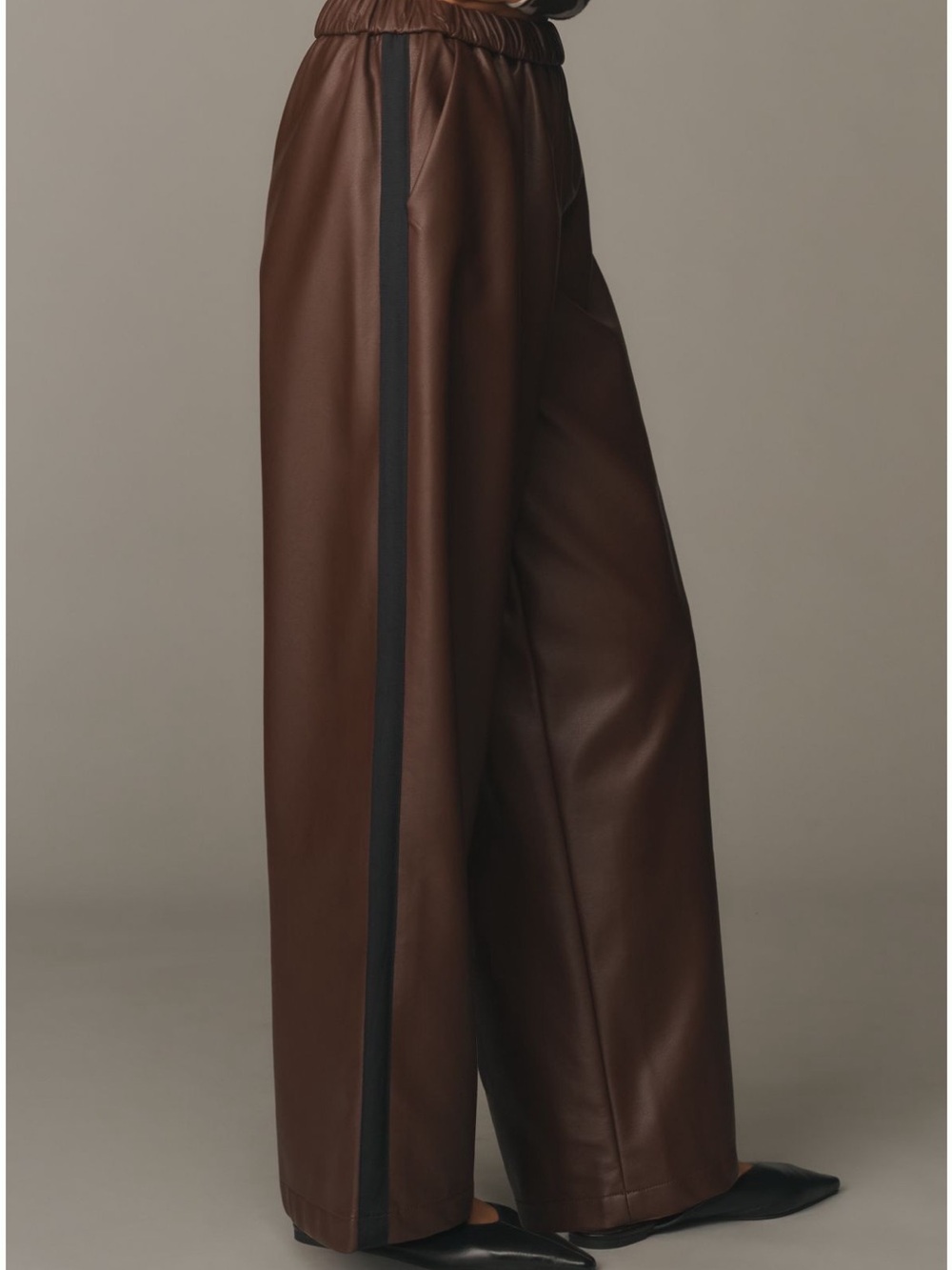 Maeve faux leather pull-on track pant